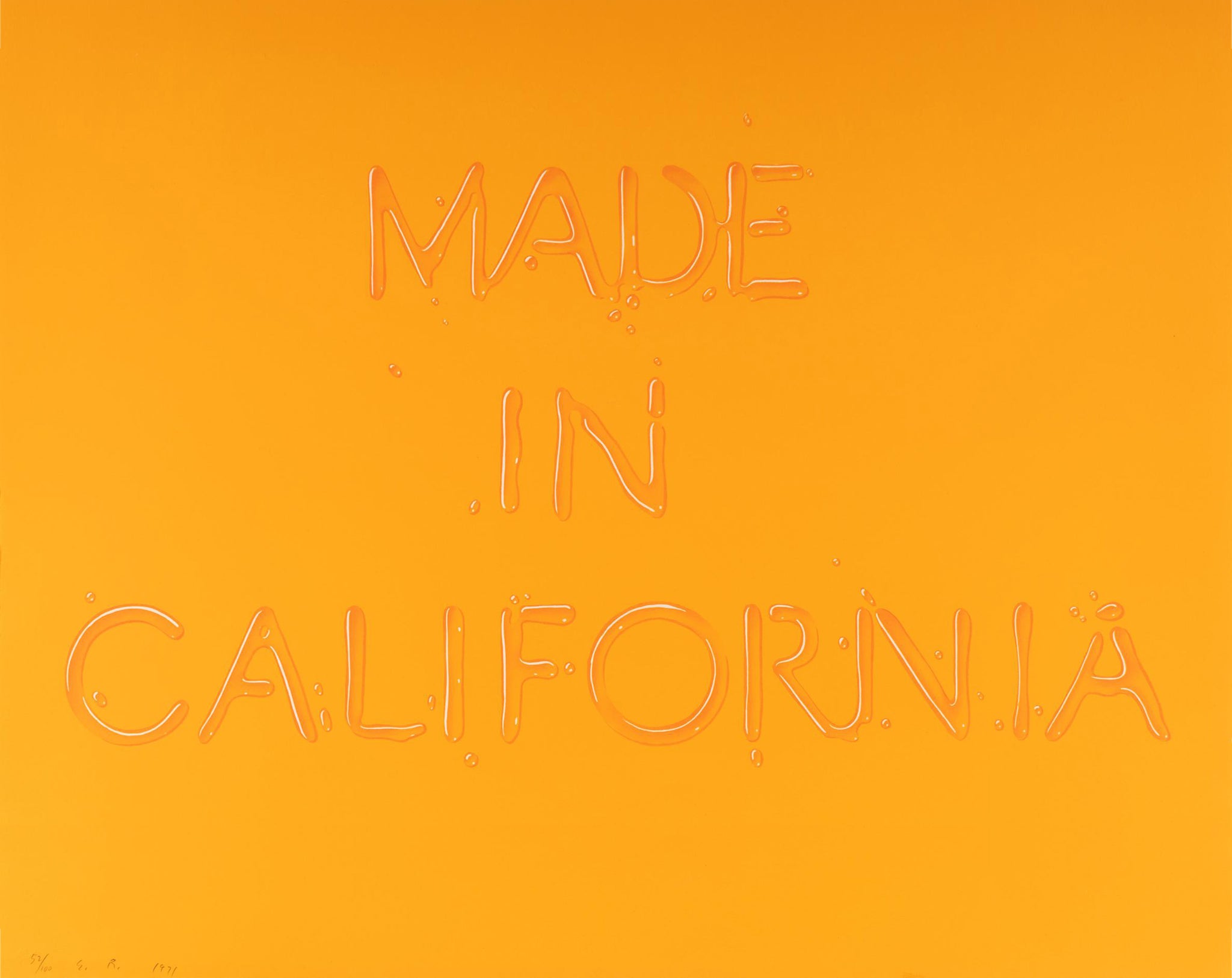 Ed Ruscha, Made in California (1971), Color Lithograph on White Arches paper. 20 x 28 in (50.8 x 71.3 cm).